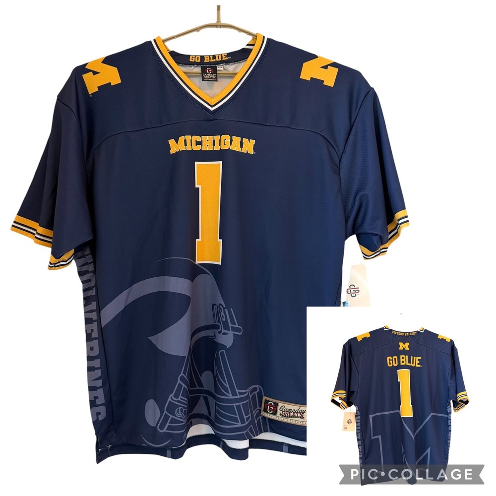 Michigan Wolverines 1 Icon Gameday Greats Football Jersey Navy Blue Men 2XL NEW‎